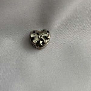 Silver Heart Bow Charm